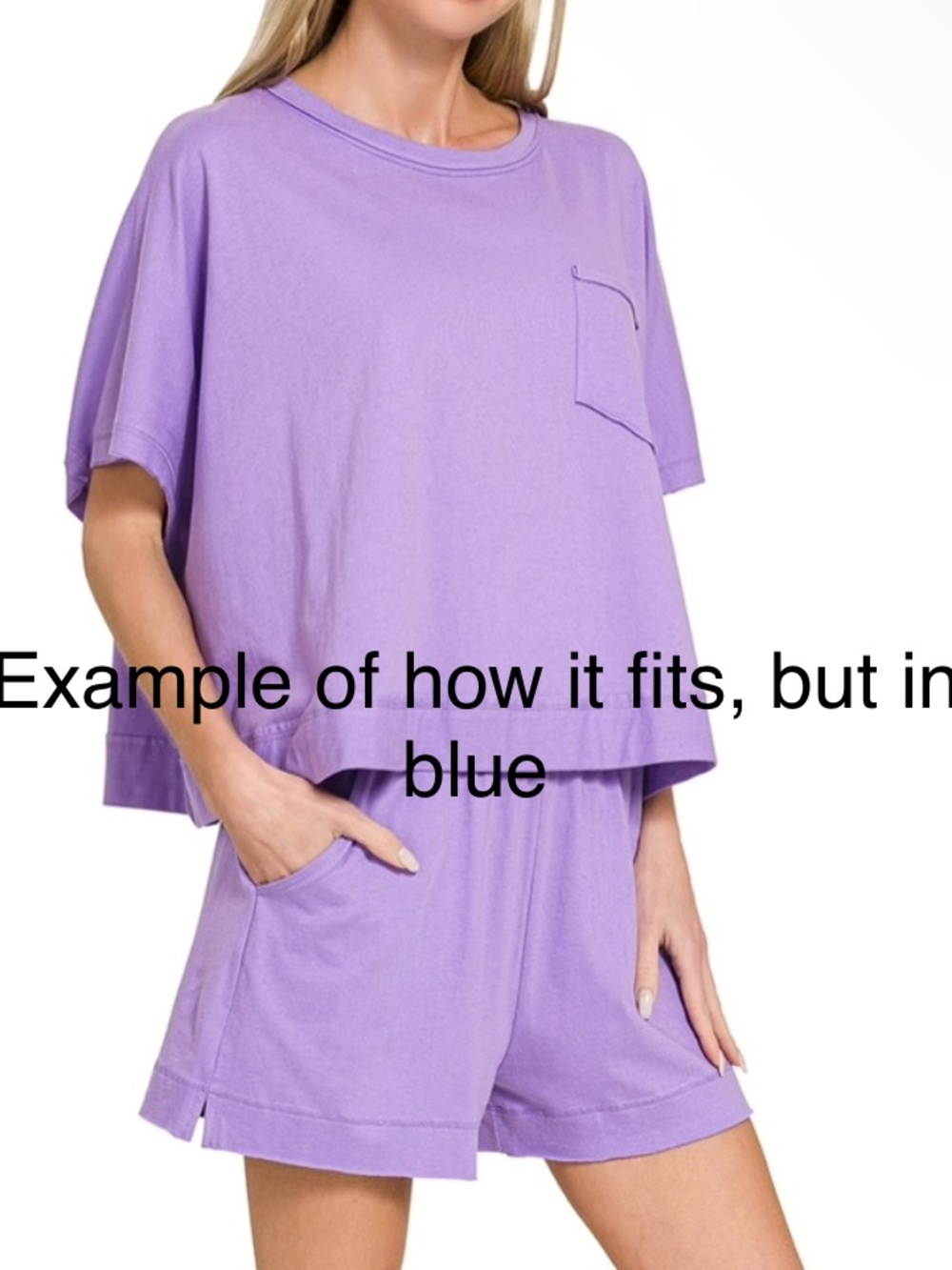 Brand new Zenana Blue oversized two piece shorts set - Picture 2 of 2